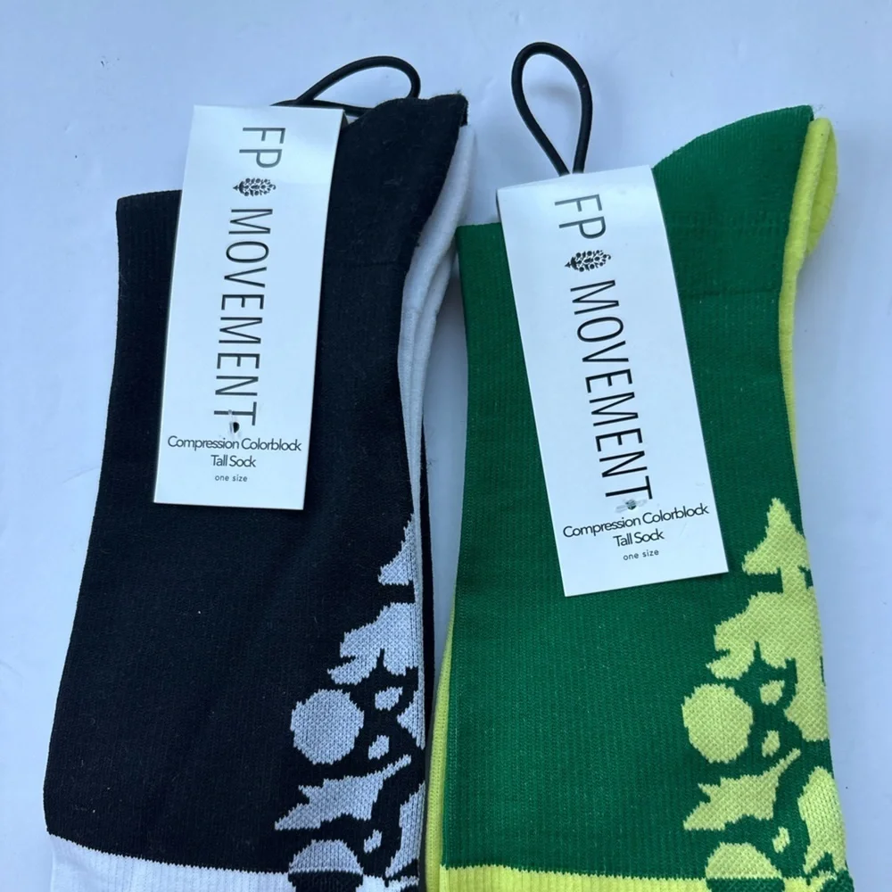 Set of 2 NWT Free People FP Movement Colorblock Buti Compression Tall Socks